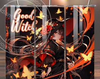 Tumbler Wrap di Halloween Good Witch: design a sublimazione senza soluzione di continuità (download digitale)