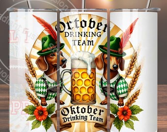 Oktoberfest Dackel 20oz Tumbler Wrap: Bier Hund PNG (Digitaler Download)