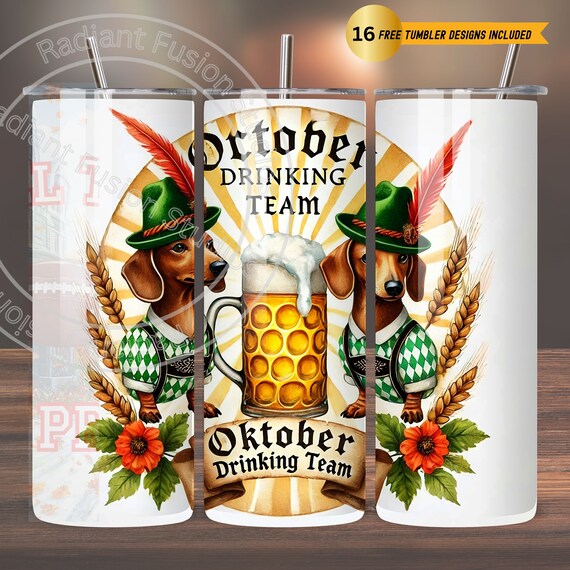 Oktoberfest Dachshund 20oz Tumbler Wrap: Beer Dog PNG (Digital Download)