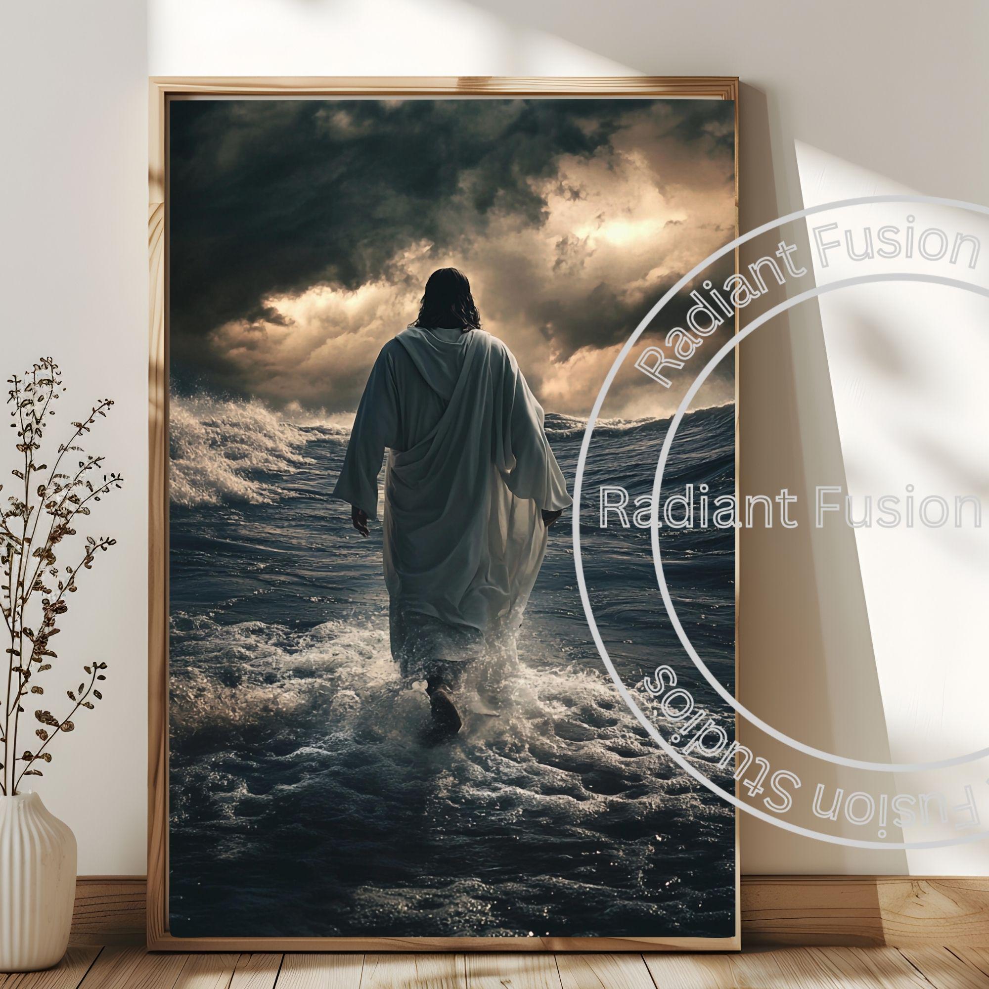 Jesus Christ Walking on Water Print: Christian Home Decor (digital ...
