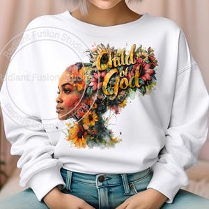 Child of God PNG, Christian Sublimation, Jesus Bible Verse, Faith-Based Digital Download, Retro Christian Design, Biblical Tee African Woman