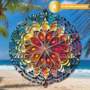 Mandala Wind Spinner PNG: Rainbow Sublimation Design (Digital Download)
