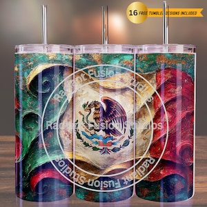 Mexican Flag Tumbler Wrap: 20oz Sublimation Design (Digital Download)