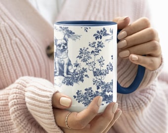 Chihuahua Mom Coffee Mug: Blue French Toile Dog Lover Gift