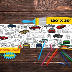 Cars Giant Coloring Banner | Big Printable Coloring Page | Activity Table Runner