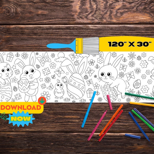 Easter Giant Coloring Banner | Huge Printable Coloring Page | Activity Table Runner