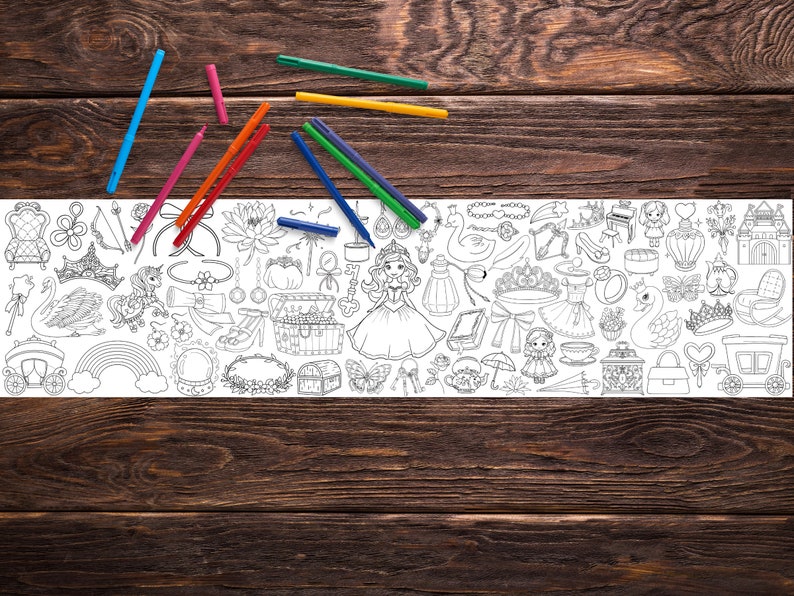 Princess Giant Coloring Banner Big Printable Coloring Page Party ...