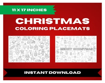 2 Christmas Coloring Placemats Activity Sheets Instant Download Christmas Printable Placemats Christmas Coloring Pages Activity