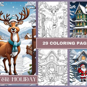 Winter Holiday Coloring Pages Instant Download Coloring Book Printable PDF File Christmas Coloring Sheets