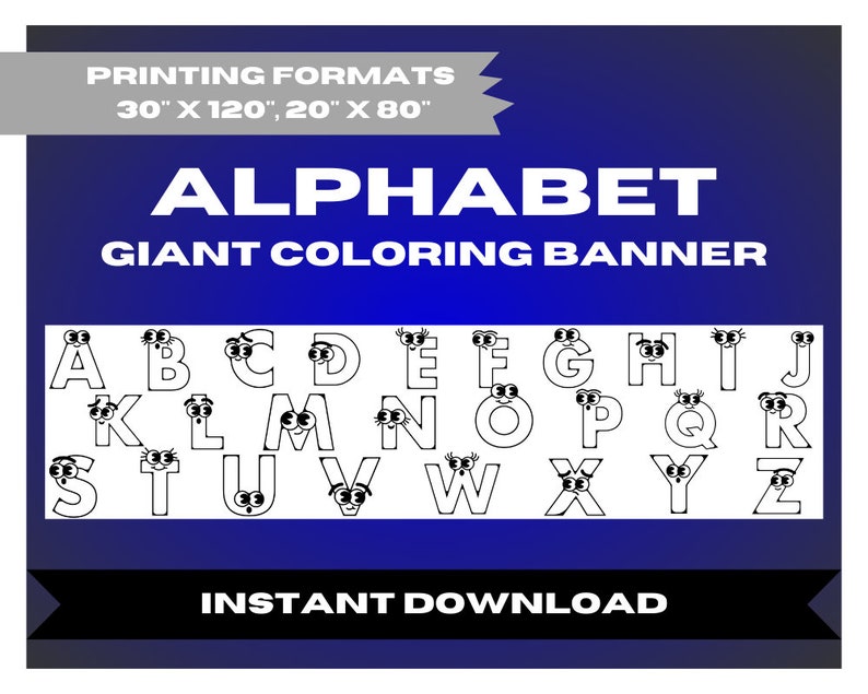 Alphabet Letters Coloring Page Printable Coloring Banner Classroom