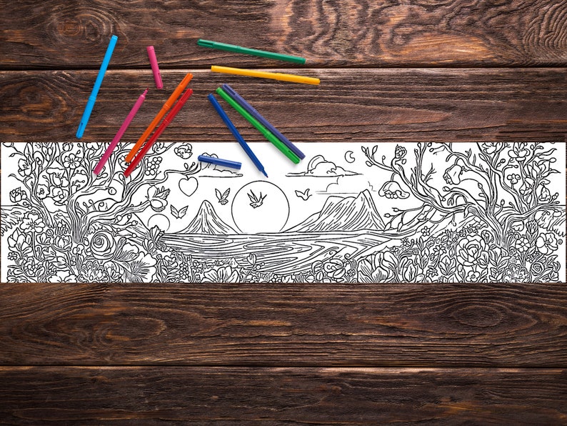 Spring Landscape Coloring Page Printable Coloring Banner Family ...