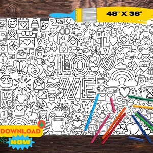 Valentine's Giant Coloring Page | Printable Coloring Tablecloth ...