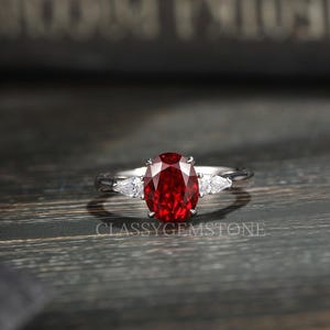 oval Ruby ring for women 925 sterling silver ring for women Statement ring, Wedding gift, gift for her, ruby ring for girlfriend.