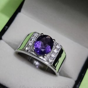 Natural amethyst ring for men, 925 sterling silver ring for men. Statement ring, Wedding gift, gift for him.