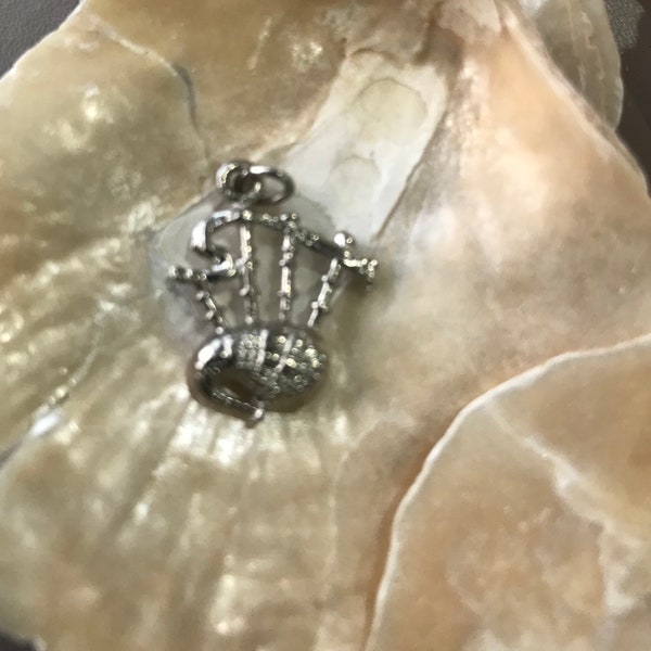 Bagpipe Scottish pendant instrument charm vintage stock. Made of non tarnish metal. Perfect gift.