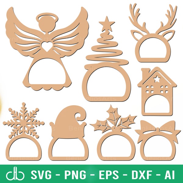 Christmas Napkin Ring SVG Bundle, Napkin Holder SVG, Napkin Ring SVG, Christmas Svg Napkins, Napkin Ring Christmas Glowforge Laser Cut Files