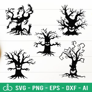 Halloween Tree SVG Bundle, Scary Tree SVG, Dead Tree SVG, Spooky Tree, Haunted Tree, Halloween Sign, Halloween Decor, Wall Decor, Home Decor