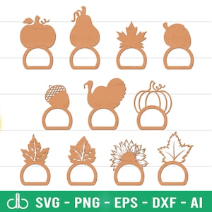 Thanksgiving-Serviettenring-Bundle SVG, Serviettenhalter SVG, Serviettenring SVG, Erntedank Serviette, Serviettenring Erntedank Laser Cut-Dateien