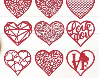 Hearts SVG, Heart Bundle SVG, Valentine Hearts SVG, Heart Cutting Templates Svg, Hearts Vector, Valentines Day Decor Svg, Pattern Hearts Svg