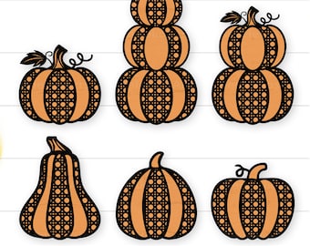 Halloween Pumpkin Rattan SVG, Autumn Rattan, Fall Rattan, Thanksgiving Rattan, Rattan Pattern, Rattan Bundle, Halloween Decor, Home Decor