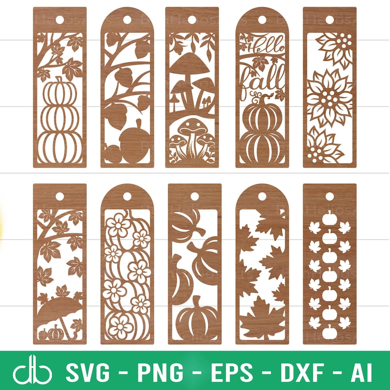 Autumn Bookmark SVG Bundle, Fall Bookmark SVG Bundle, Bookmarks SVG, Autumn Template Svg, Autumn Bookmark Design, Fall Bookmark Laser Cut image 2