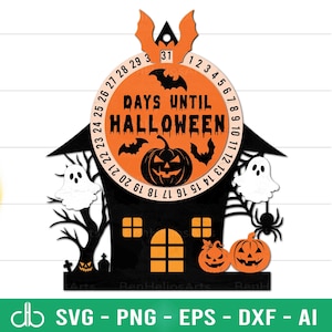Halloween Countdown SVG, Days Until Halloween SVG, Countdown to Halloween Calendar SVG, Halloween Haunted House Calendar, Halloween Decor