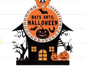 Halloween Countdown SVG, Days Until Halloween SVG, Countdown to Halloween Calendar SVG, Halloween Haunted House Calendar, Halloween Decor