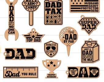 Fathers Day Keychain SVG Bundle, Dad Keychain SVG Bundle, Father's Day SVG, Father's Day Gift, Fathers Day Ornaments, Dad, Husband Keychains