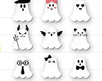 Halloween Ghost SVG Bundle, Cute Ghosts SVG, Happy Ghosts SVG, Funny Ghosts, Halloween Signs, Halloween Decor, Cute Halloween Ornaments
