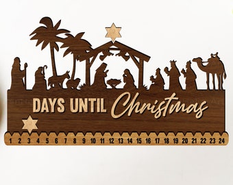 Christmas Countdown Advent Calendar Nativity Scene SVG, Christmas Advent Calendar SVG, Christmas Countdown SVG, Nativity Christmas Decor Svg