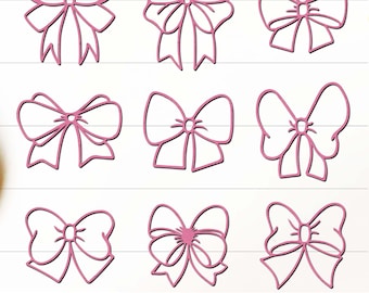 Bow SVG Bundle, Bows SVG, Coquette Bows SVG, Ribbon Bow Bundle, Pink Bows Svg, Coquette Home Decor, Bow Collage Svg, Bow Design Template Svg