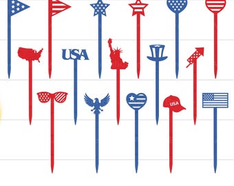 Happy 4th Of July Cake Topper SVG, Patriotic Topper SVG, USA Cupcake Toppers Svg, Independence Day Decor Svg, America Topper Svg Bundle
