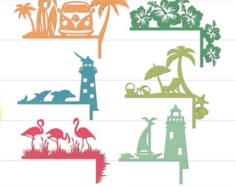 Beach Door Corner Bundle SVG, Beach Door Corners SVG, Beach Door Frame Hanger SVG, Beach Door Hanger Svg, Summer Decor Svg, Summer Signs Svg