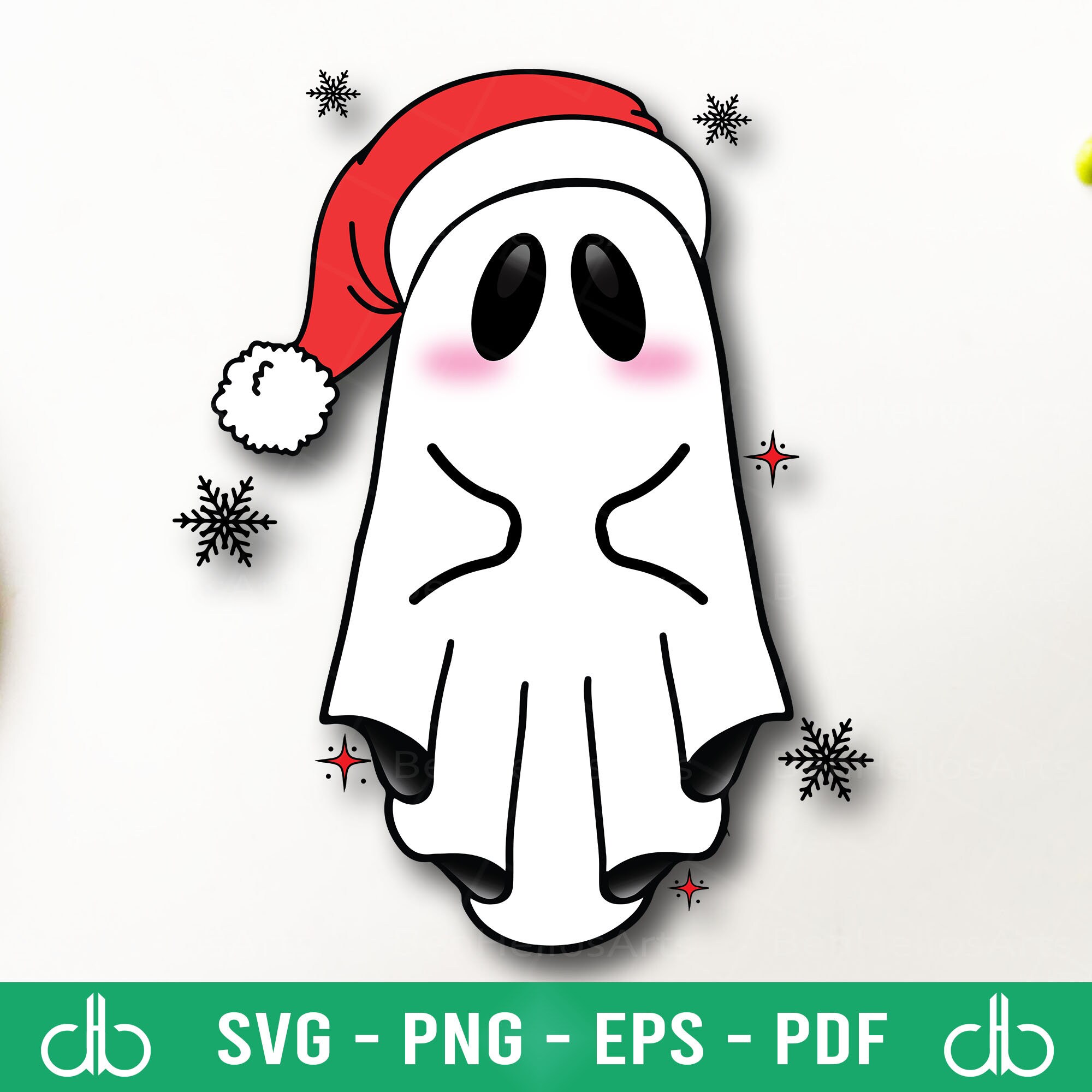 Ghost Santa Hat SVG, Ghost Christmas Hat SVG, Ghost Merry Christmas SVG