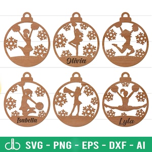 Enfeites de Natal para líderes de torcida SVG, Enfeites de Natal para líderes de torcida SVG, Líder de torcida de Natal, Natal personalizado, Nome personalizado para líderes de torcida de Natal