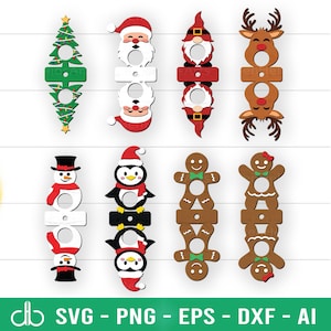 Niedliches Weihnachts-Lollipop-Halter-Svg-Bundle, Lutscher-Halter SVG, Süßigkeitenhalter SVG, Schokoladenhalter SVG, Weihnachtslollipop Laser Cut SVG