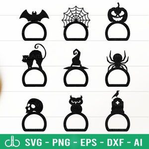 Halloween Serviettenring Bundle SVG, Serviettenhalter SVG, Serviettenringe SVG, Halloween svg Serviette, Serviettenring Halloween Glowforge Laser Cut Files