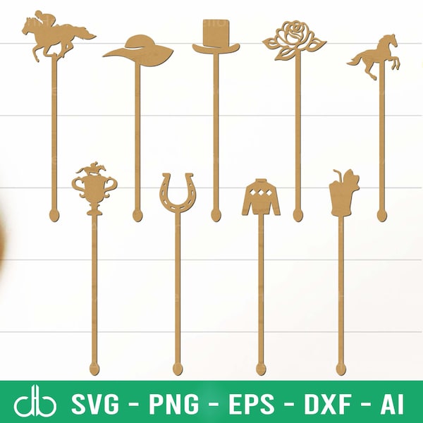 Kentucky Derby Stir Swizzle Sticks SVG, Kentucky Derby Stir Swizzle Stick SVG Bundle, Drink Stirrers SVG Bundle, Stir Swizzle Sticks Bundle