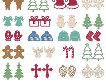 Cute Christmas Earrings SVG, Christmas Earring SVG Bundle, Earrings SVG, Faux Leather Earrings, Cute Christmas Earrings Jewelry Accessories