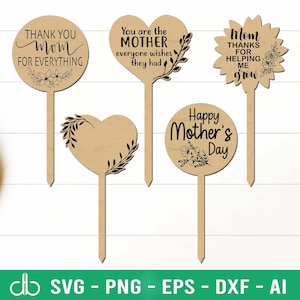 Porta-cartão-presente para o Dia das Mães SVG, Marcadores de jardim para o Dia das Mães SVG, Etiquetas para plantas para o Dia das Mães SVG, Estacas para plantas para o Dia das Mães SVG, Presente para mães