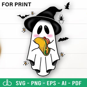 Ghost Taco SVG, Ghost Love Taco SVG, Ghost Holding Taco SVG, Ghost Eating Taco Svg, Sweet Cute Ghost Taco Svg, Halloween Party Taco Svg Png