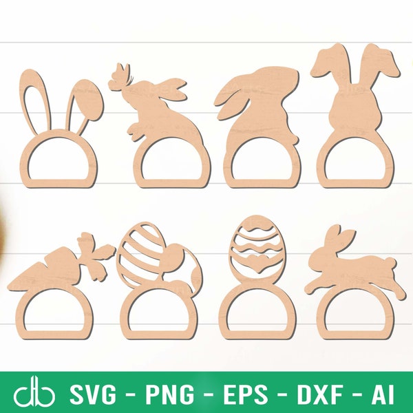 Easter Napkin Ring Bundle SVG, Napkin Holder SVG, Napkin Ring SVG, Easter Svg Napkin, Napkin Ring Easter Glowforge Laser Cut Files Decor