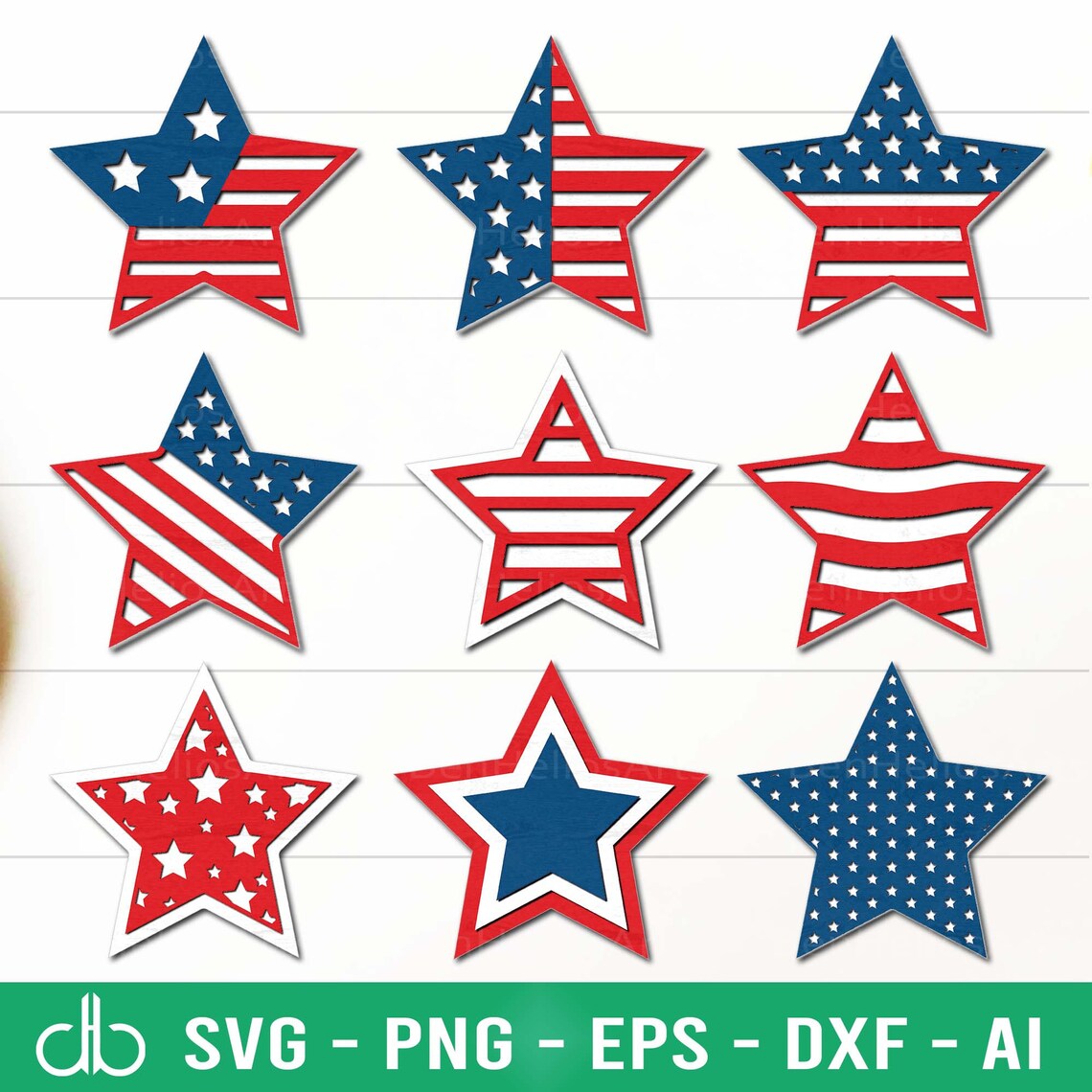 4th of July Star SVG Bundle, Patriotic Stars SVG, July 4th Decor, 4th