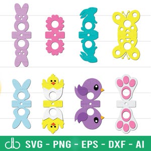Paquete SVG de porta piruletas de Pascua, porta piruletas SVG, porta caramelos SVG, porta chocolates Svg, archivos cortados con láser para piruletas de Pascua Svg Decor