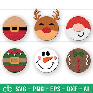 Cute Christmas Door Hanger SVG Bundle, Christmas Door Hangers SVG, Christmas Round Sign, Round Door Hanger, Christmas Decor, Christmas Signs