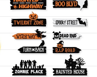 Halloween Street Signs SVG, Halloween Signs SVG, Halloween Yard Sign, Wood Street Signs, Halloween Road Sign, Halloween Decor, Spooky Street