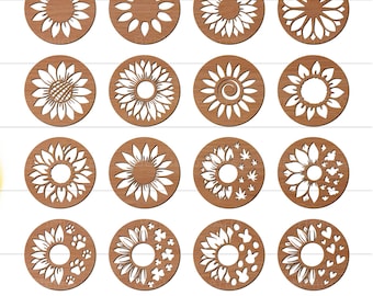 Sunflower Coaster SVG Bundle, Sunflower Coasters SVG, Summer Coaster SVG, Wood Coaster, Coffee Coaster, Tea Coaster, Round Coaster Ornaments