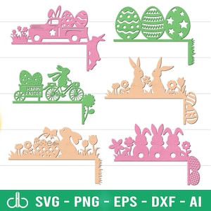 Easter Door Corners SVG, Easter Door Corner Bundle SVG, Easter Door Frame Hanger SVG, Easter Door Hanger Svg, Bunny Door Corner Svg Decor