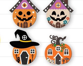 Maison d'Halloween SVG, SVG maison de citrouille, maison de sorcière, maison hantée, maison de fée, mini maison d'Halloween, décoration d'Halloween, décorations d'Halloween