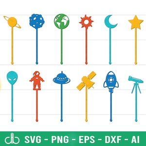 Space Roer Swizzle Sticks SVG, Space Roer Roerstaafjes SVG-bundel, drankje Roerstaafjes SVG-bundel, Roer Roer Roerstaaf bundel Lasergesneden bestanden